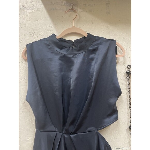 NEW Zara Blue Cut Out Satin Effect Dress Medium 1165/213 Holiday Cocktail - Picture 2 of 9